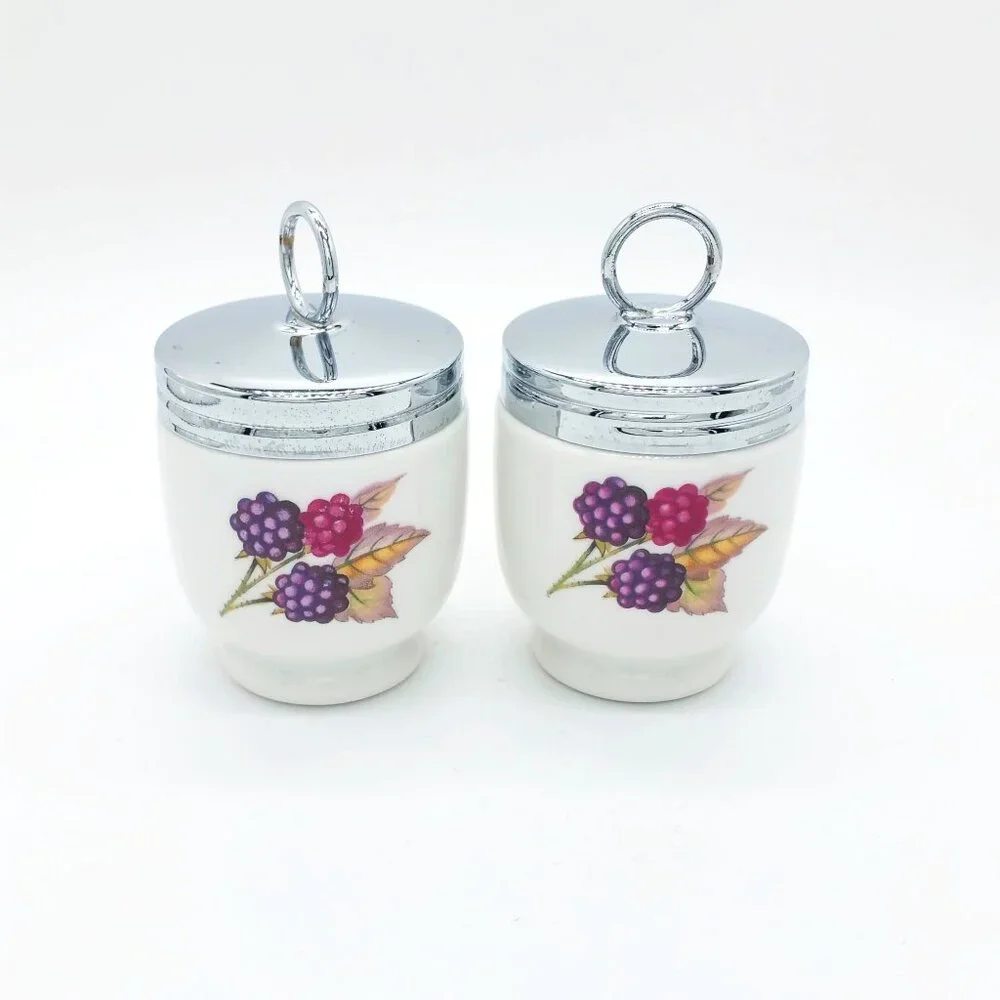 Vintage Royal Worchester Evesham Gold Porcelain Egg Coddlers, Set of 2